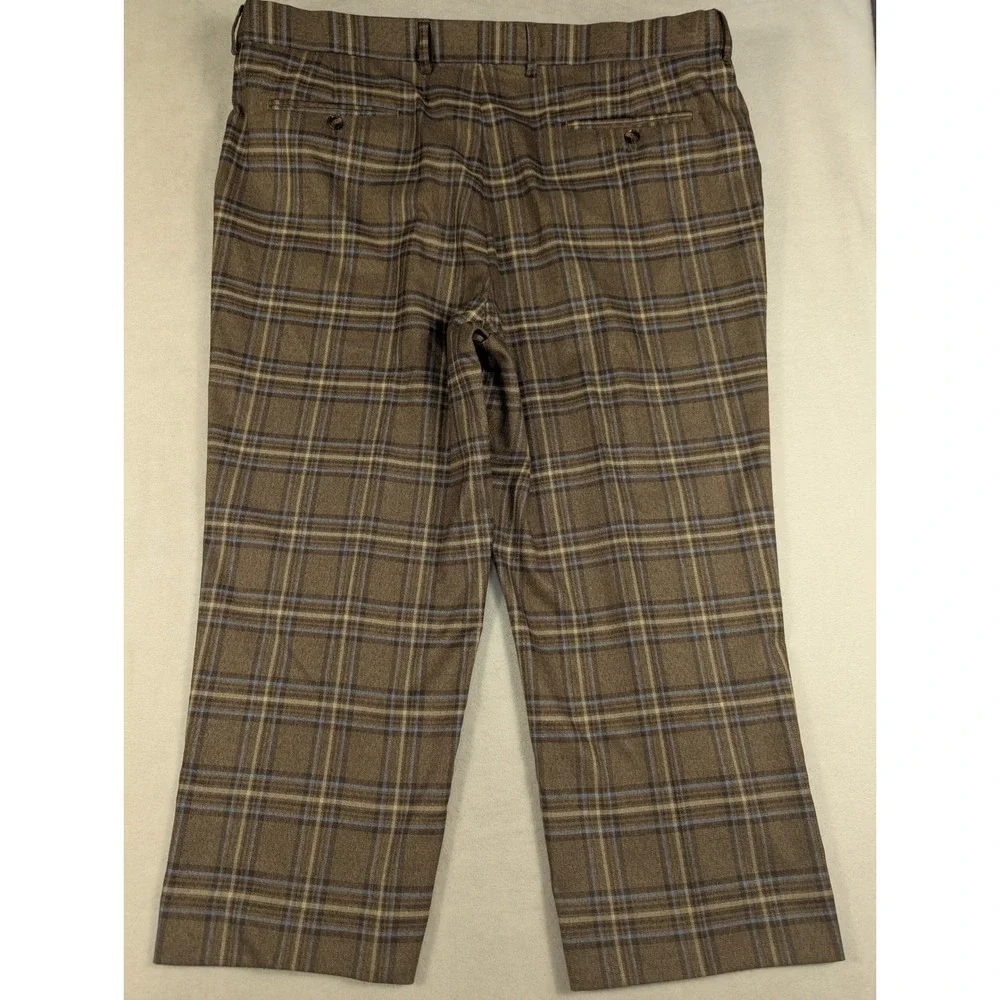 Alain Dupetit Mens 3 Piece Suit 48S 42W Woodhurst Plaid Brown Blue 2 Button Vest